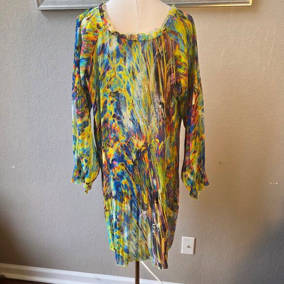 Rossi Roma Women's Slinky Watercolor Floral Print‎ Tunic Top Size XL Multicolor - Picture 5 of 7